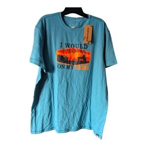 T-shirt "I would rather be on my Farm"   Blue, Teal Green. Size XL. NWT
